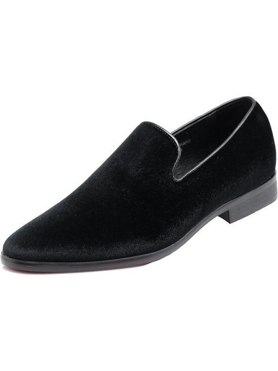 Men\'s Plain Black Vintage Velvet Loafers Slip On Classic Tuxedo Dress Shoes main image 6